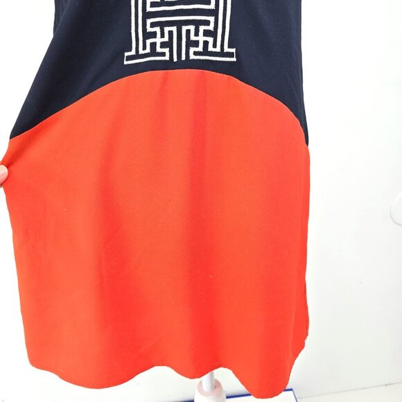 THML Abriana Colorblock Embroidered  Black Orange Sleeveless Shift Dress - Picture 3 of 7
